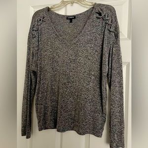 Express soft Cotten casual long sleeve top with shoulder/arm detail size M
